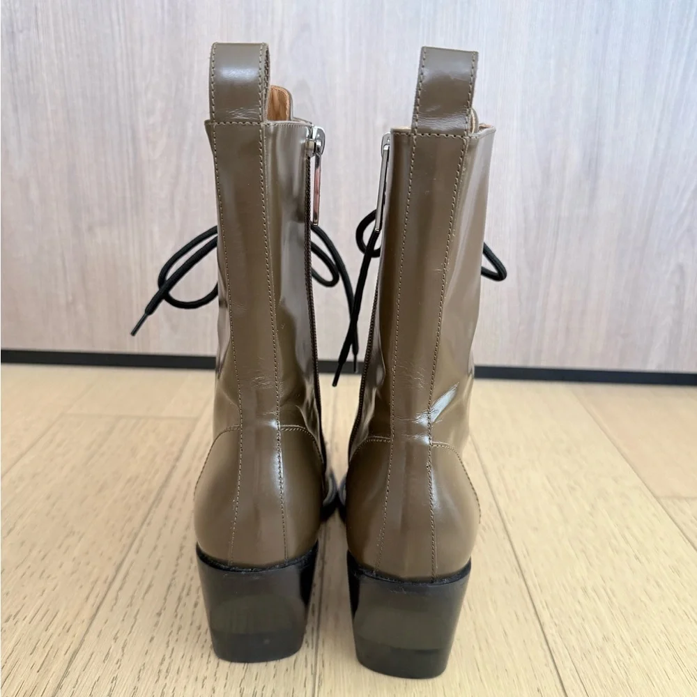 Chloé Brown Lace-Up Ankle Boots - Picture 6 of 9